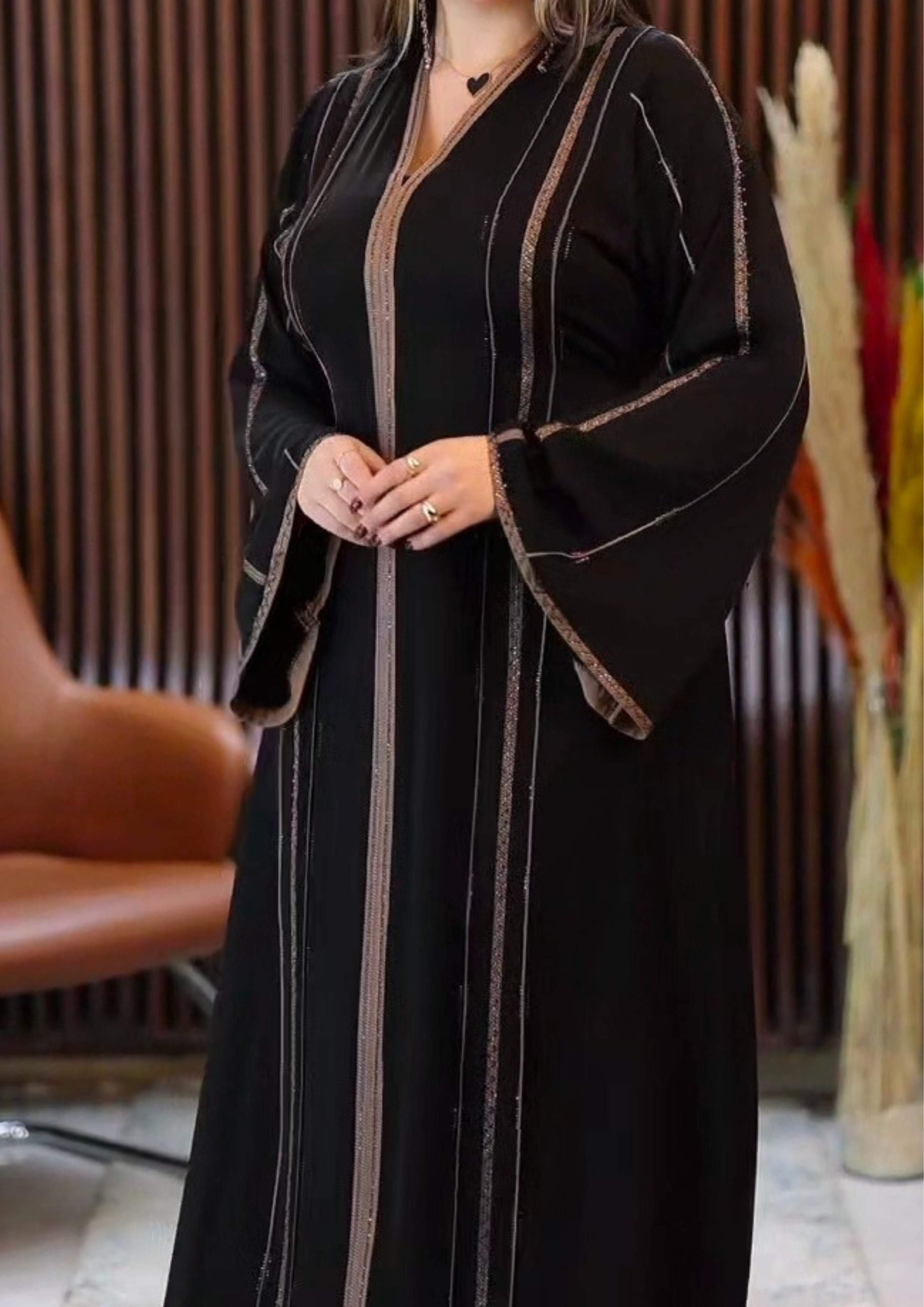 Black Mocha Pearl Abaya