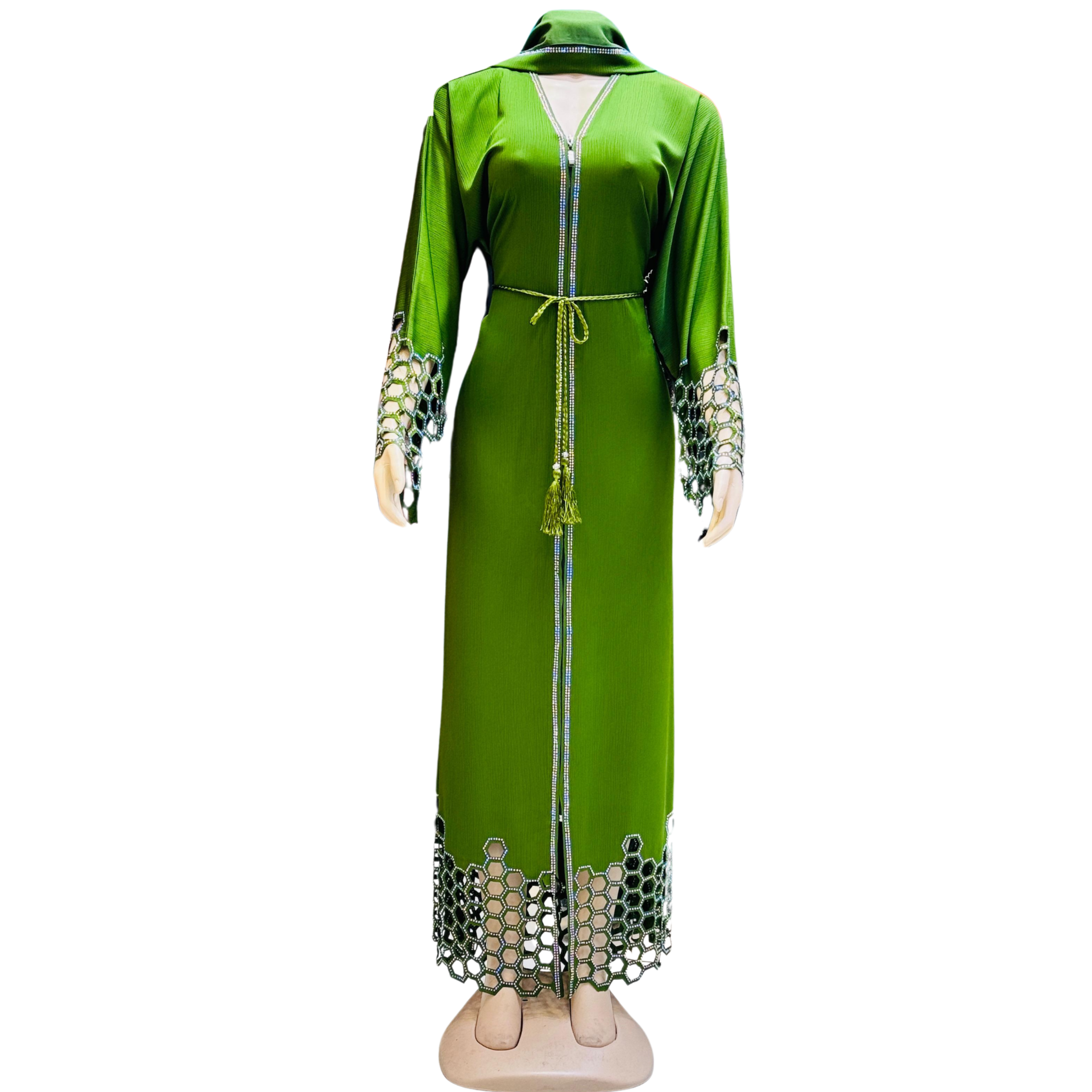 Light Green Mesh Mirage Abaya